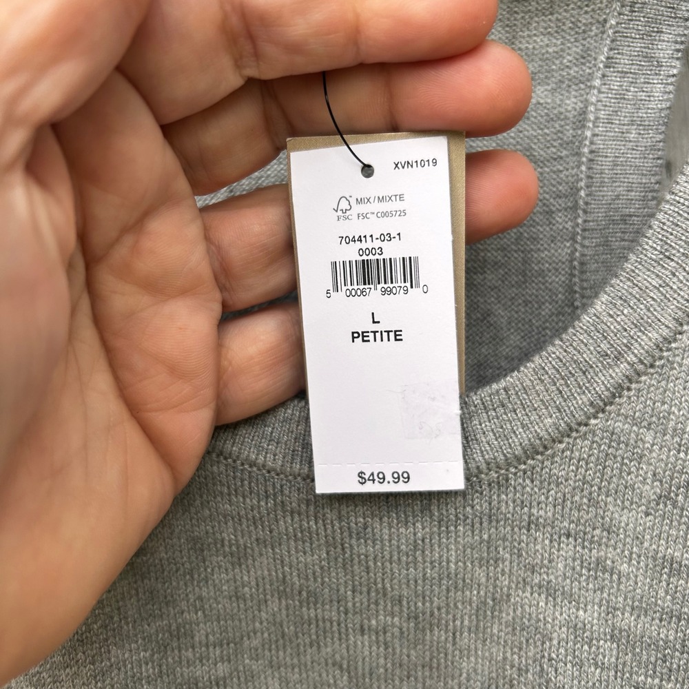 Banana Republic Womens Heather Gray Racerback‎ Sweater Tank Top Petite Large NEW - Picture 5 of 7
